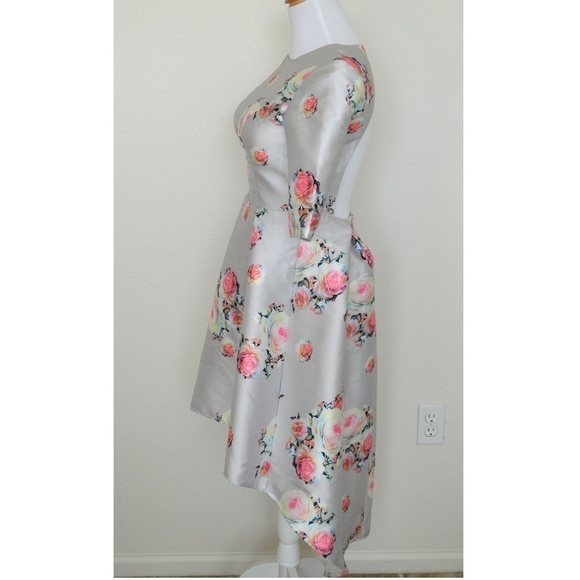 Chi Chi London Floral Hi Low Midi Dress 3/4 Sleeve - Picture 3 of 8